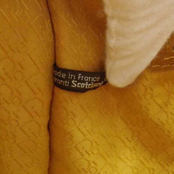 DIOR Boston Bag Logo Beige Leather x Suede Authentic USED - Picture 7 of 9